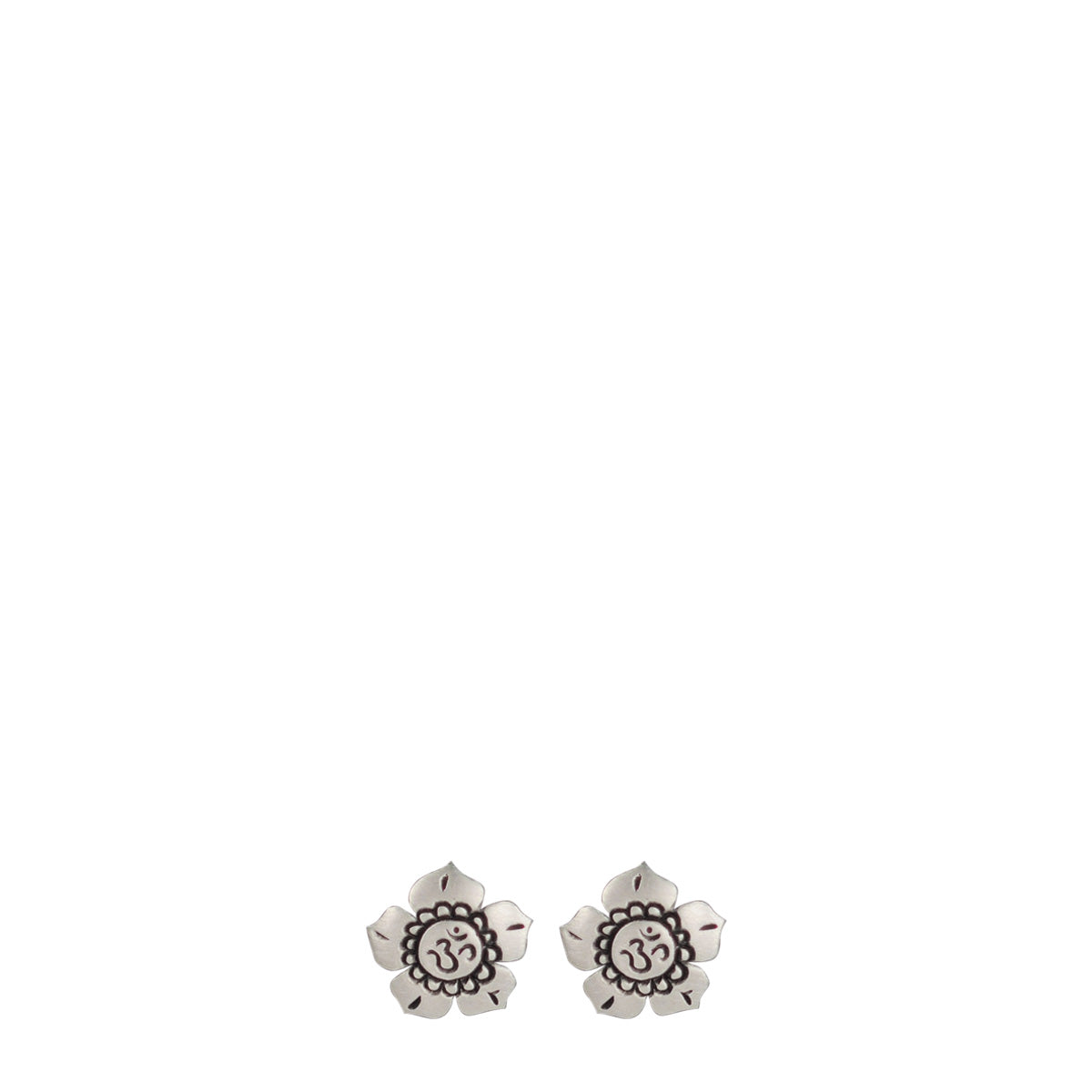 Sterling Silver Om Flower Petal Stud Earrings