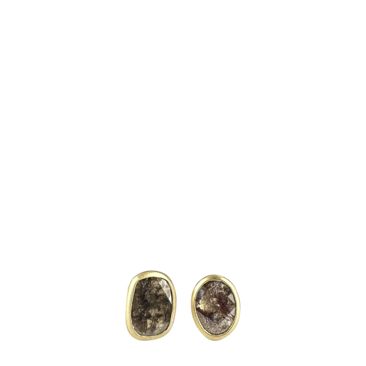 18K Gold Asymmetrical Diamond Slice Stud Earrings