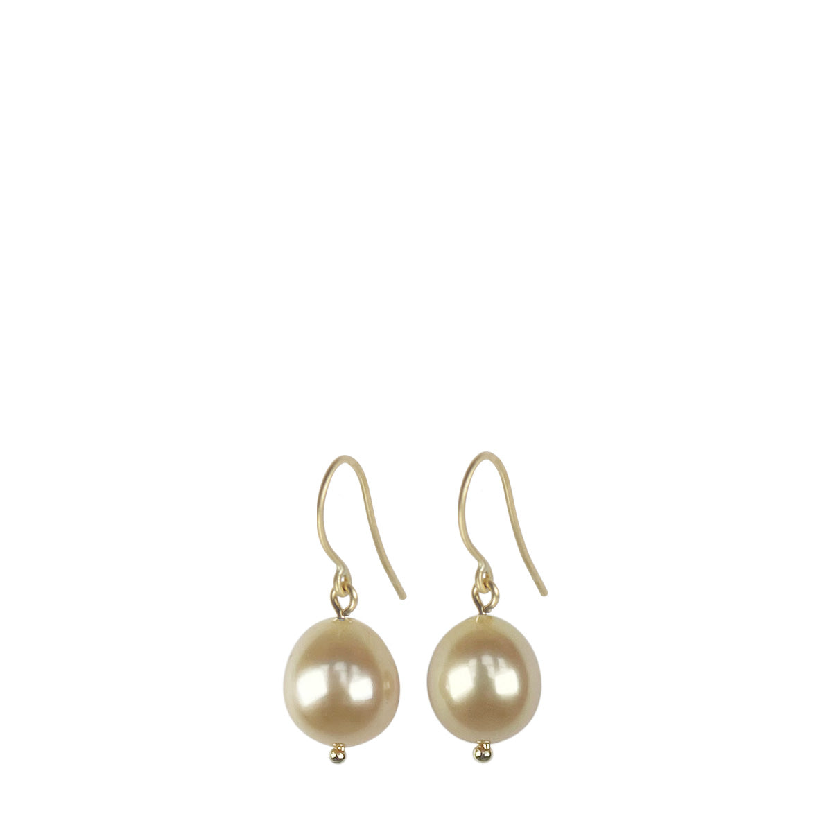 18K Gold Golden South Sea Pearl Drop Earrings
