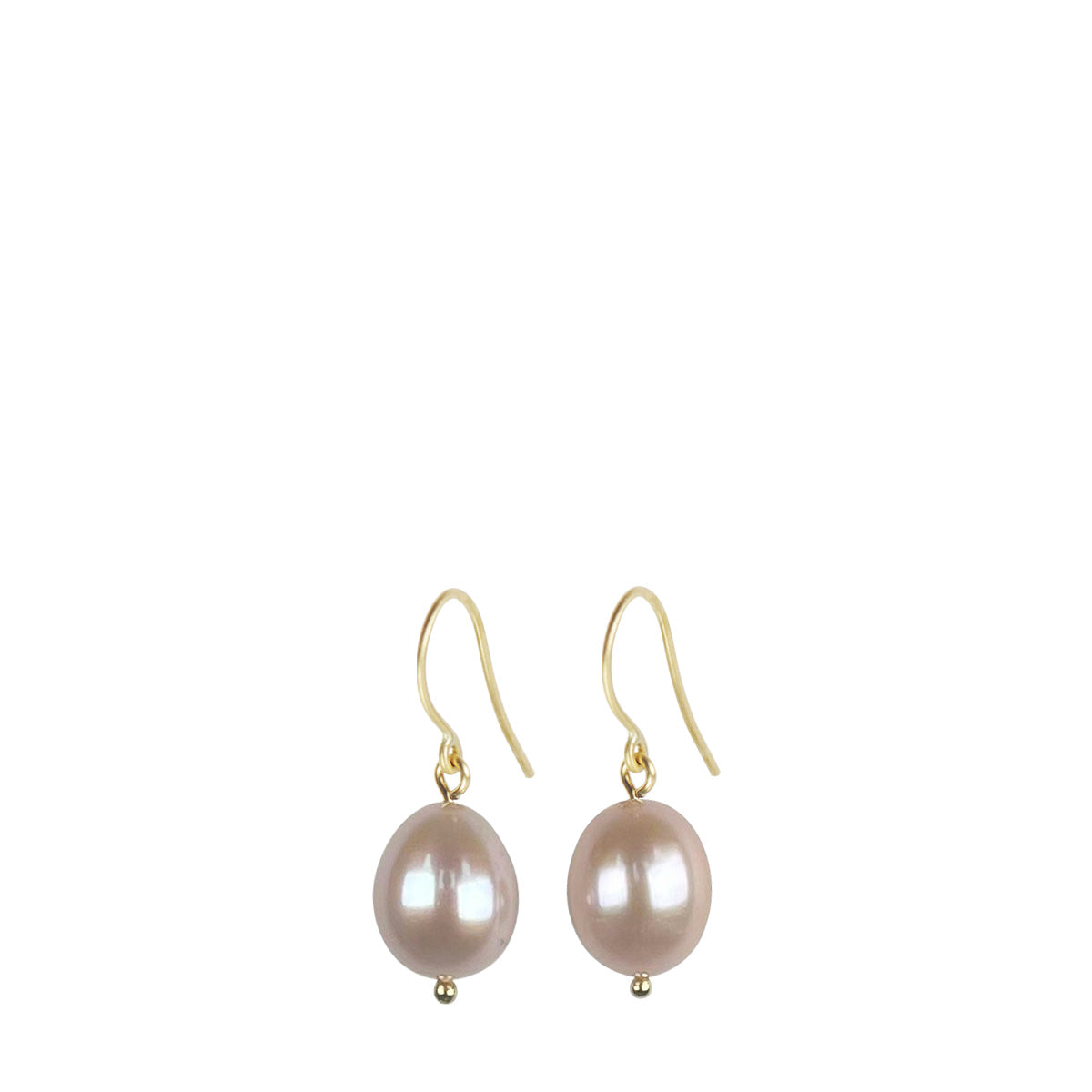 18K Gold Pink Freshwater Pearl Drop Earrings