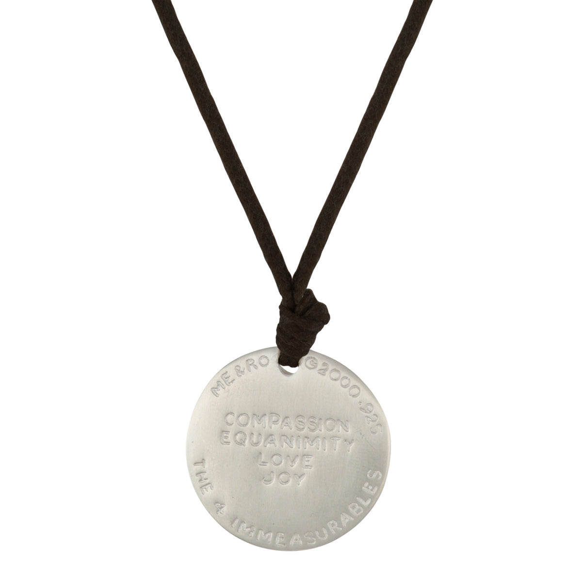Sterling Silver &#39;Four Immeasurables&#39; Pendant on Black Cord