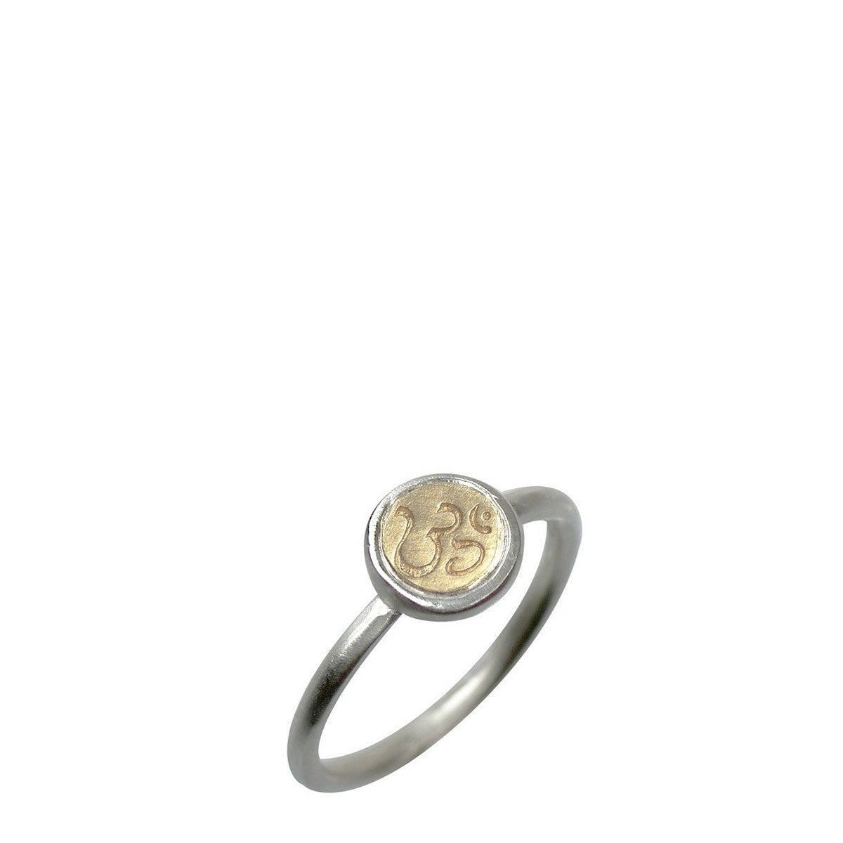 Sterling Silver &amp; 10K Gold Tiny Om Bezel Ring