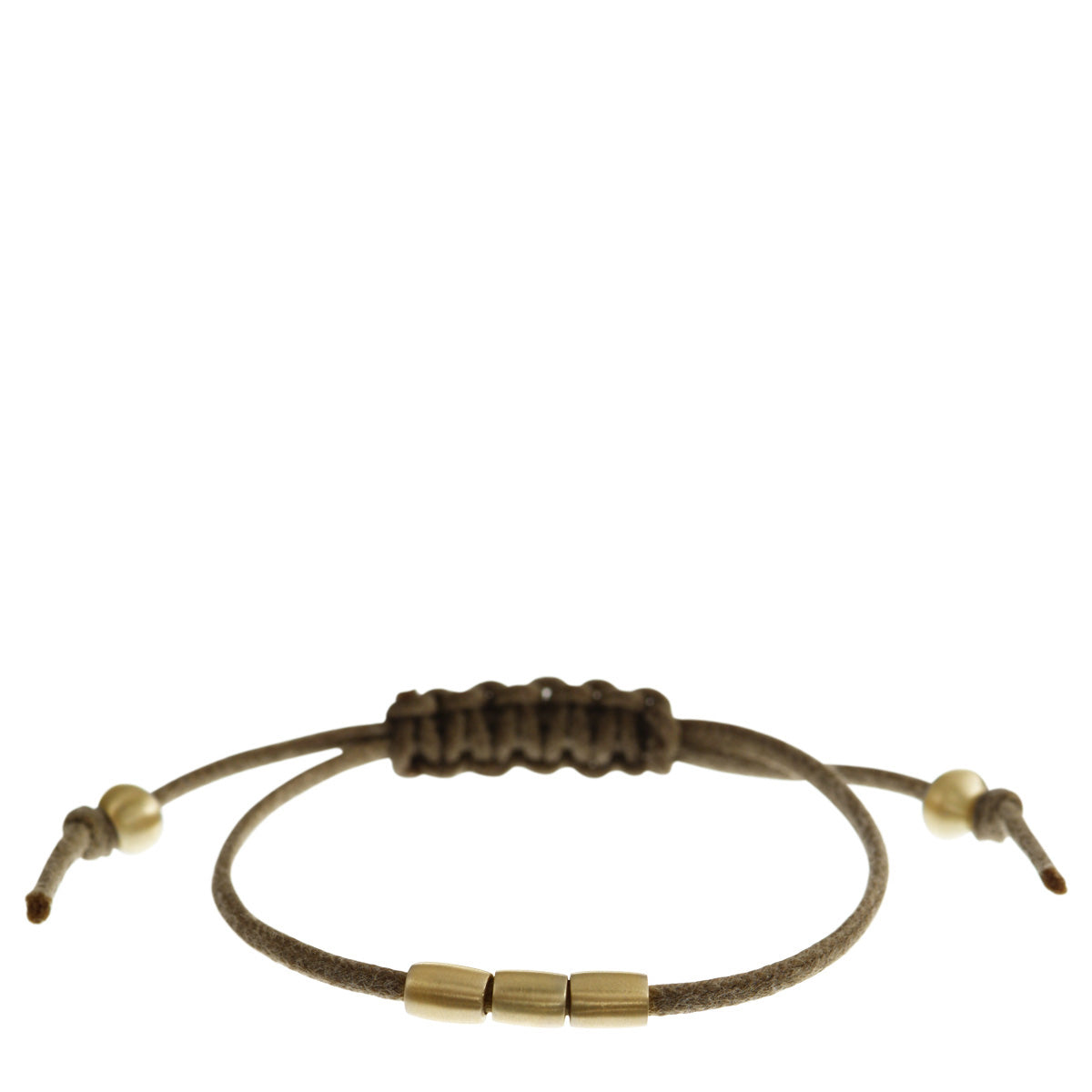 10K Gold 3 Bead Bracelet on Natural Cord
