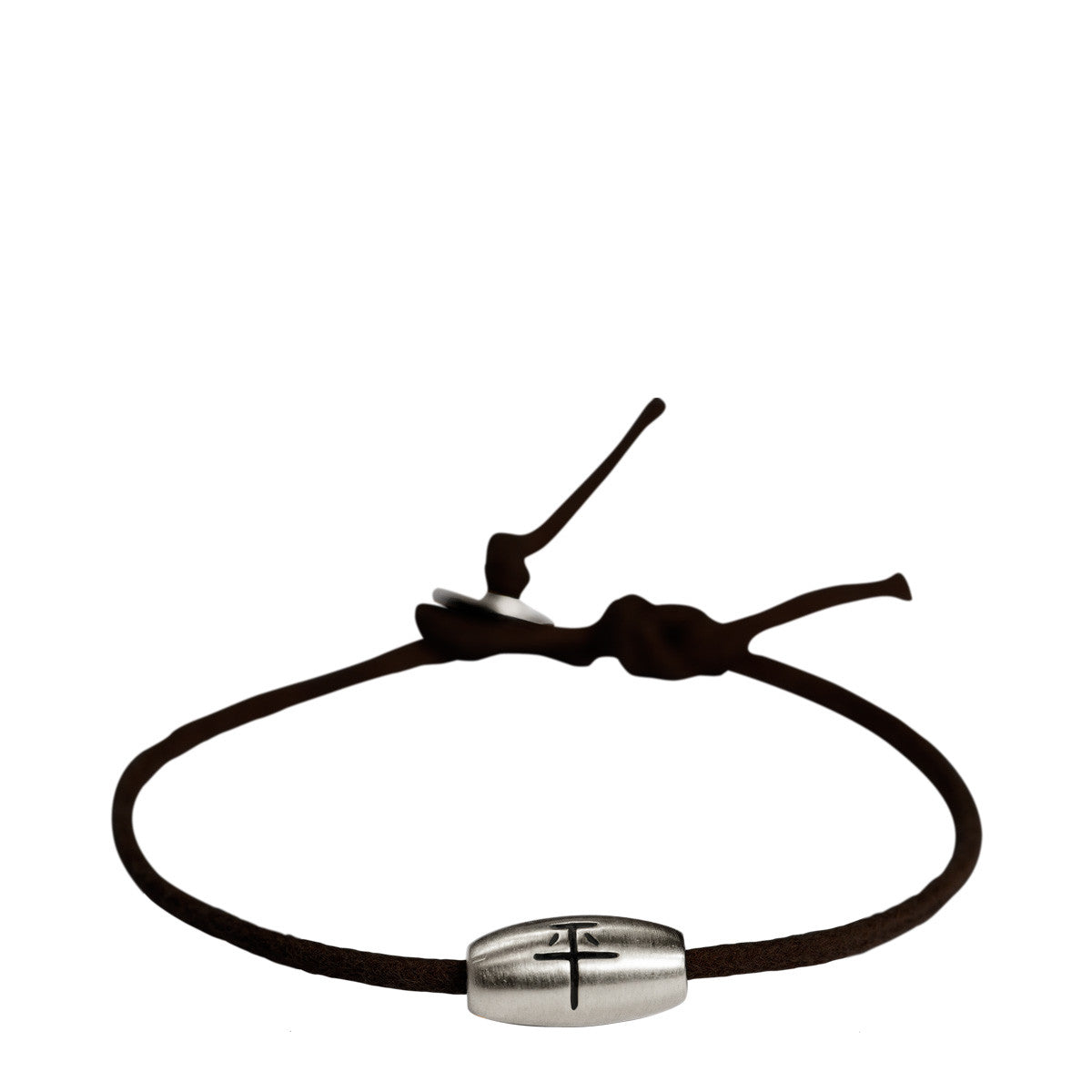 Sterling Silver 'Peace' Bead Bracelet on Black Cord