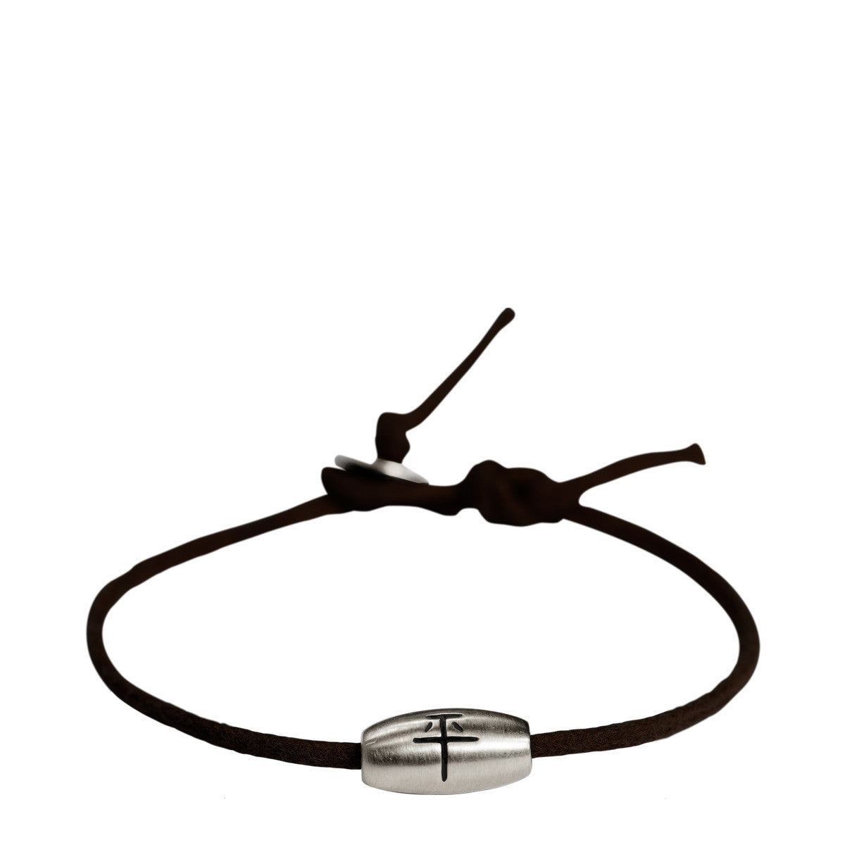 Men's Sterling Silver 'Peace' Bead Bracelet on Black Cord