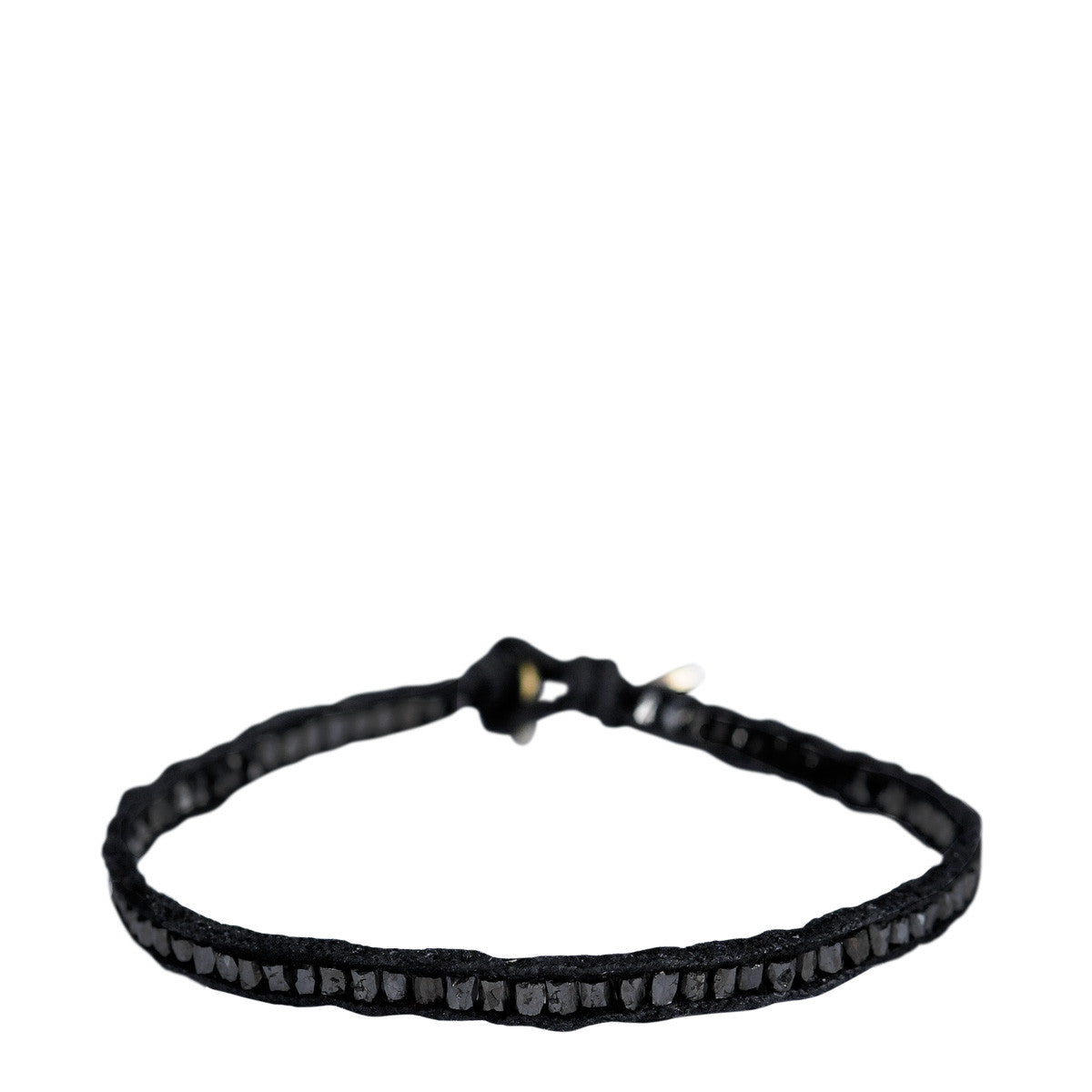 18K Gold Black Diamond Tube Bead Bracelet