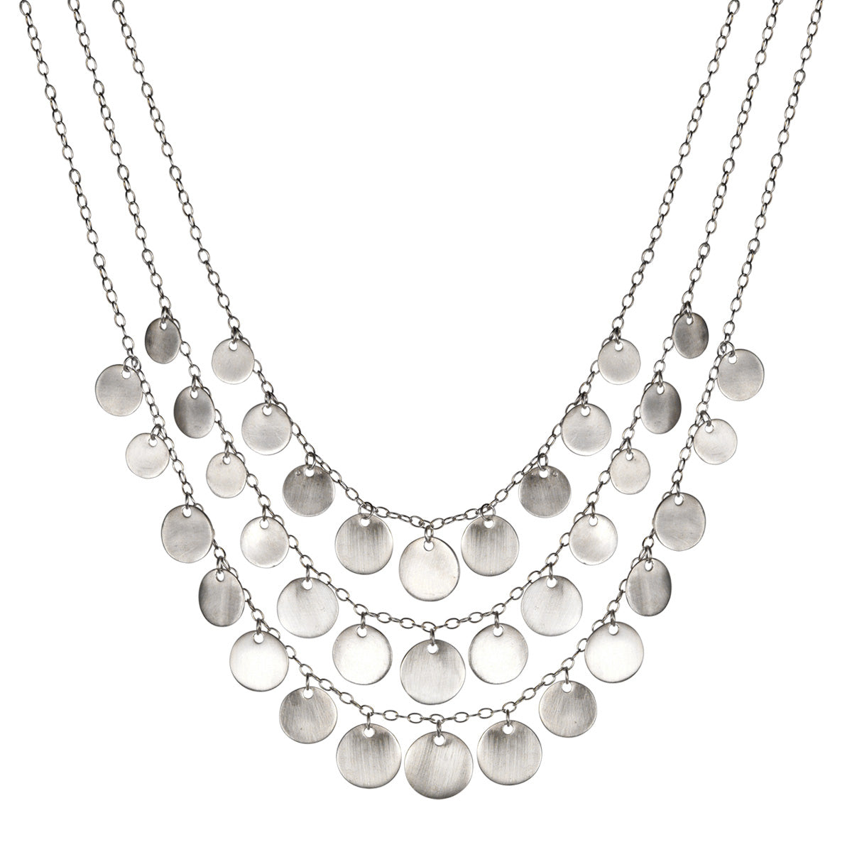 Sterling Silver 3 Tier Disc Necklace