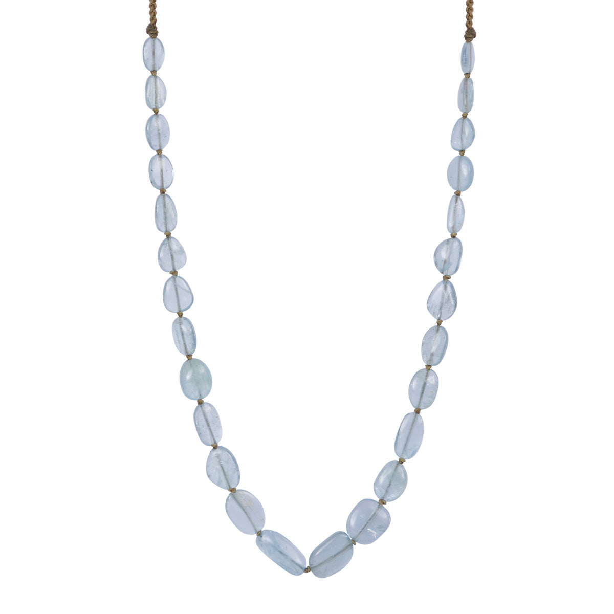 Sterling Silver Knotted Aquamarine Necklace on Cord