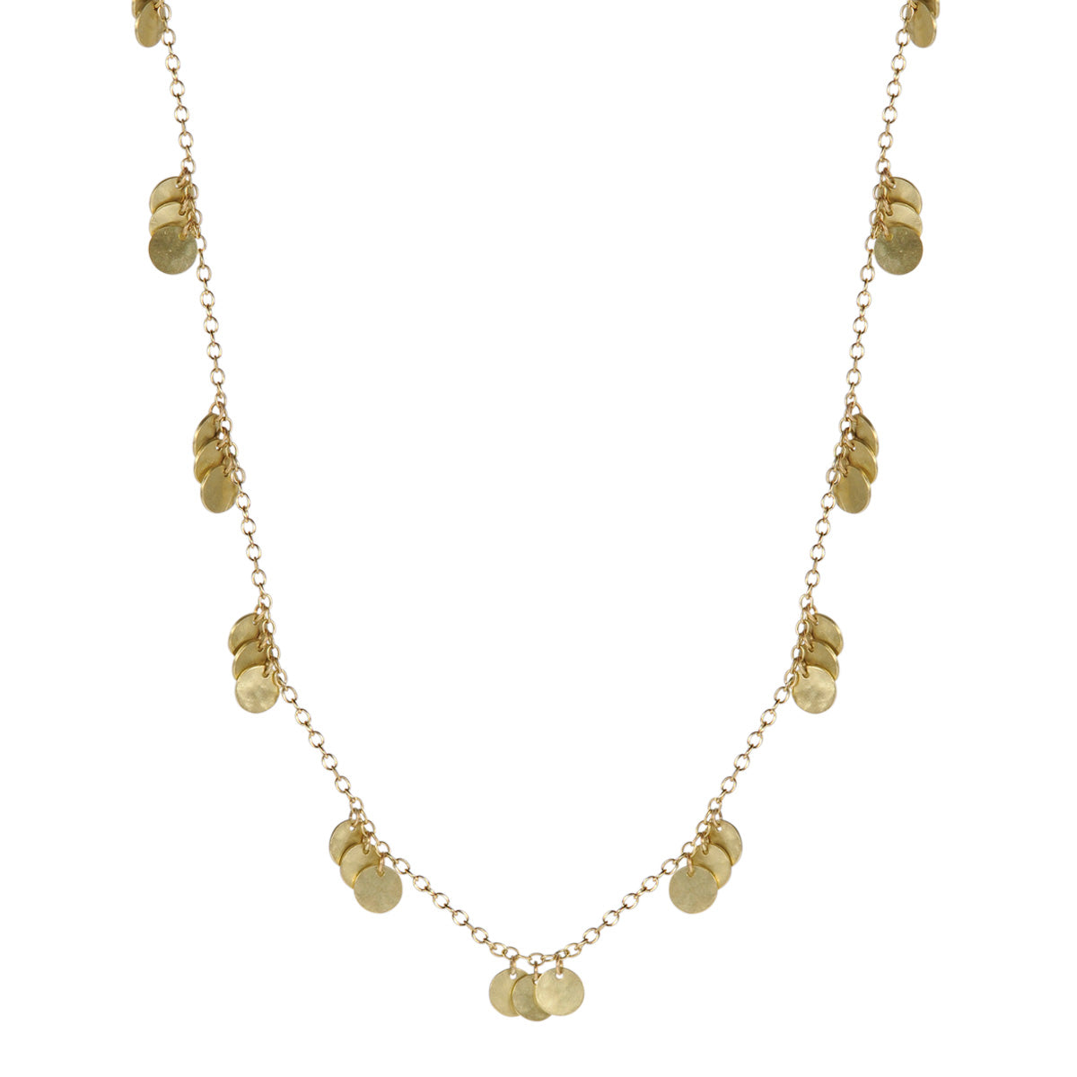 18K Gold Small Multi Hammered Disc Necklace