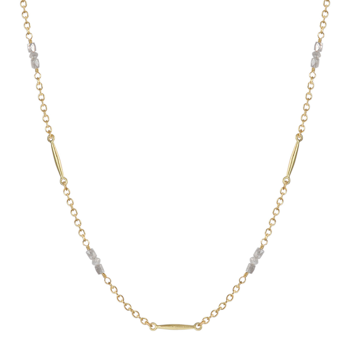 18K Gold Lure Necklace with Grey Diamonds