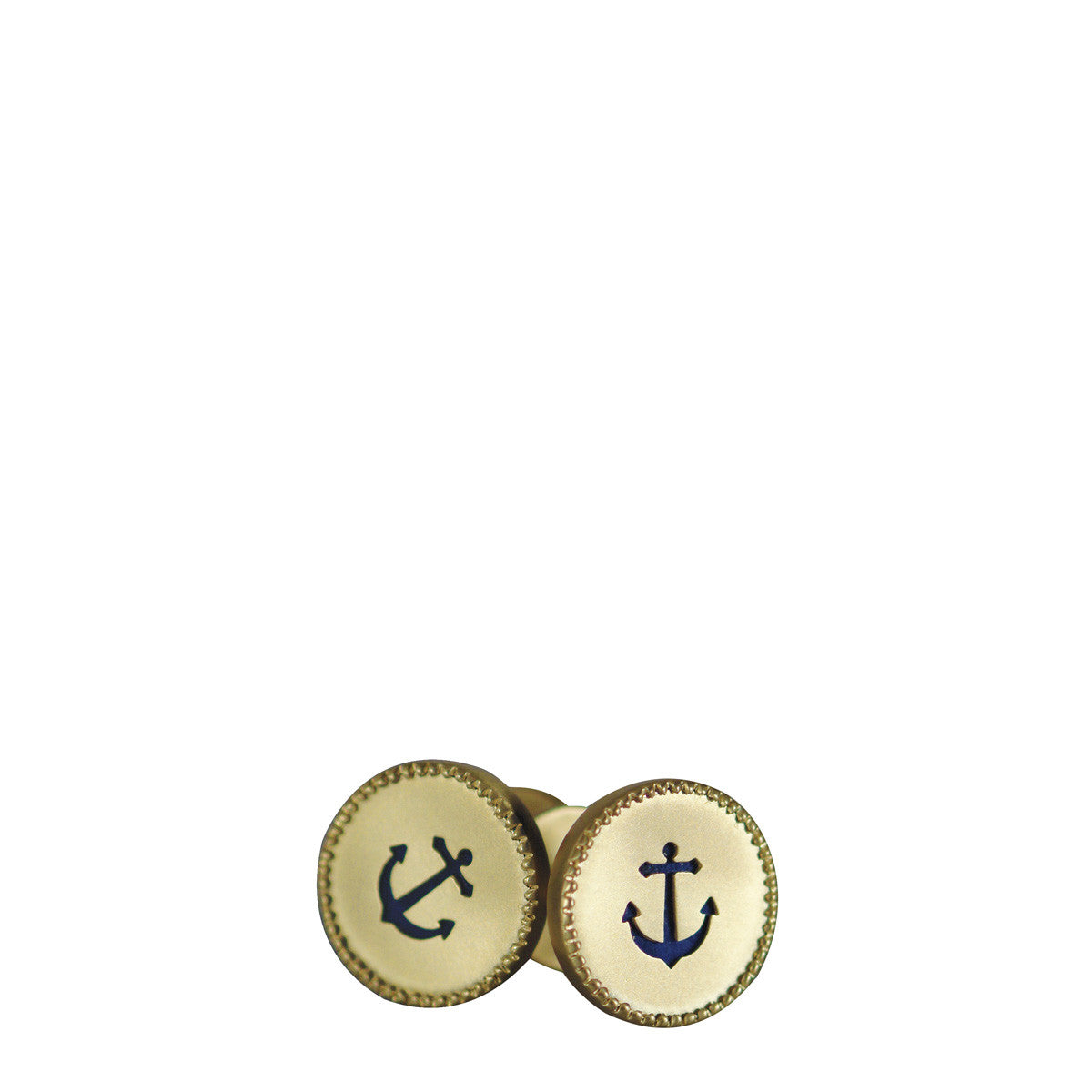 Men's 18K Gold Anchor Cut Out Cufflinks with Lapis