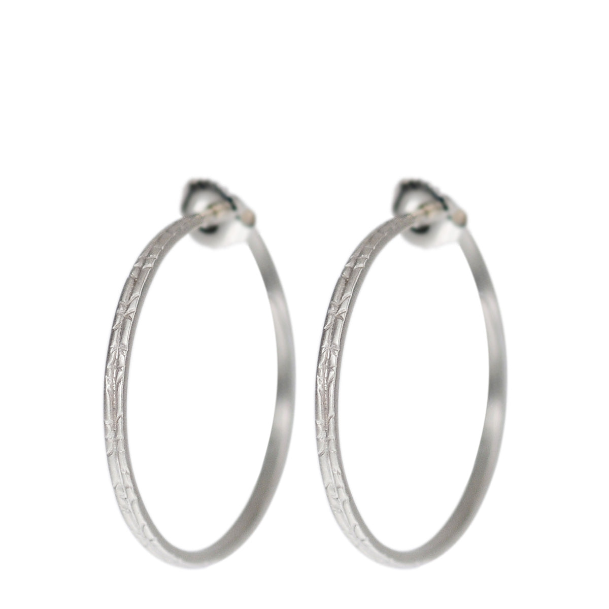 Sterling Silver Medium Engraved Endless Hoop Earrings