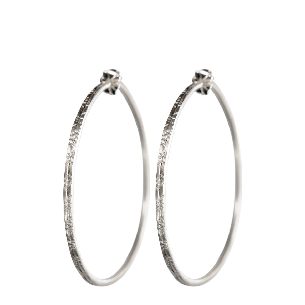 Sterling Silver Large Engraved Endless Hoop Earrings