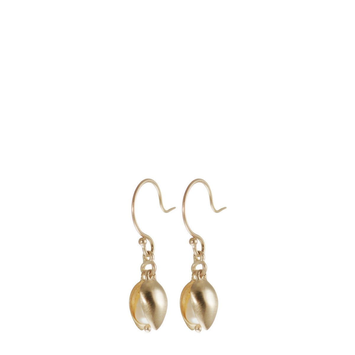 10K Gold Small Double Pod Earrings with Pearls