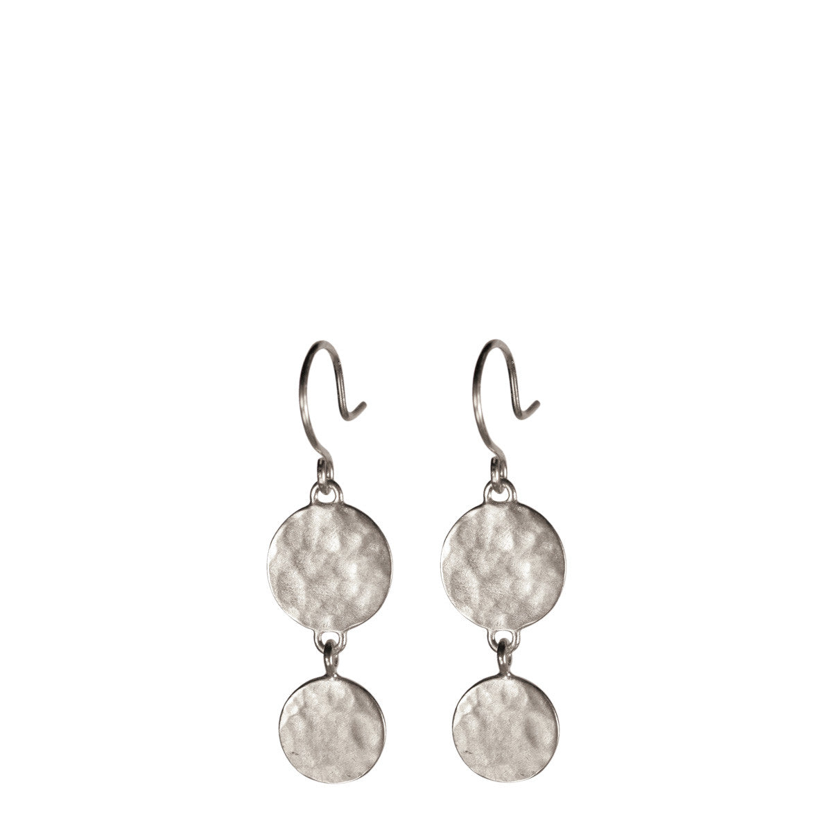 Sterling Silver Double Hammered Disc Drop Earring