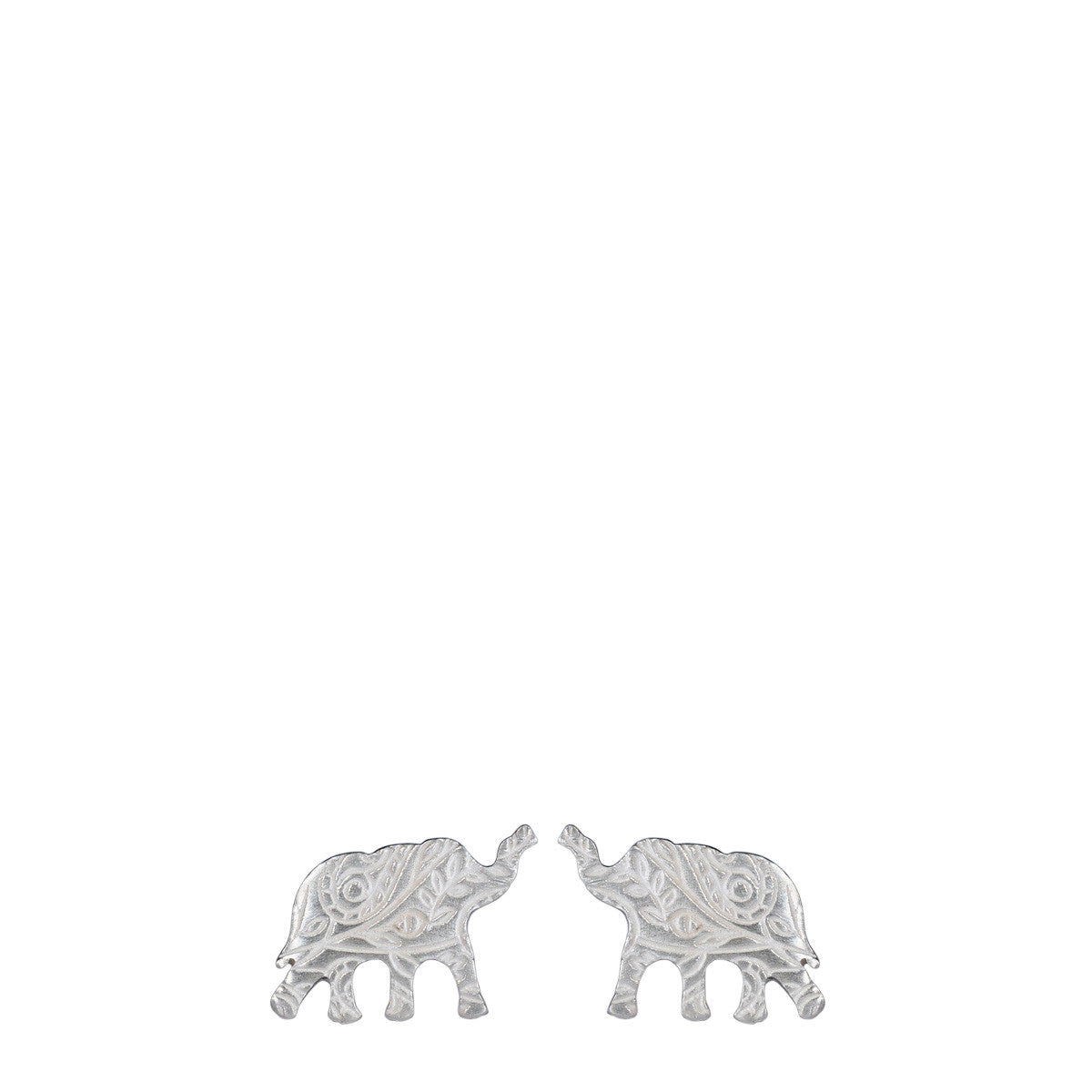 Sterling Silver Small Paisley Elephant Stud Earrings