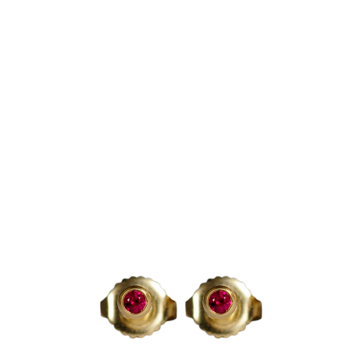 18K Gold 3mm Ruby Stud Earrings