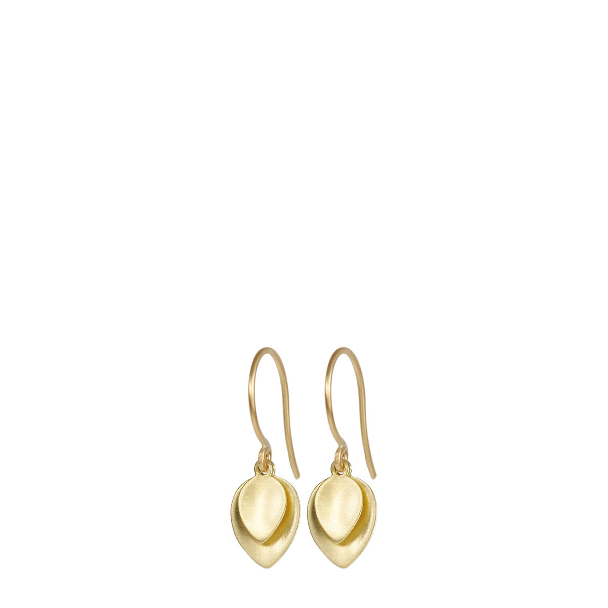 18K Gold Small Double Lotus Petal Earrings