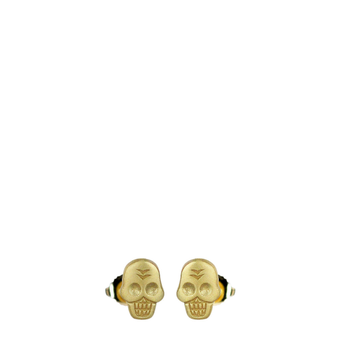 18K Gold Mini Skull Stud Earrings