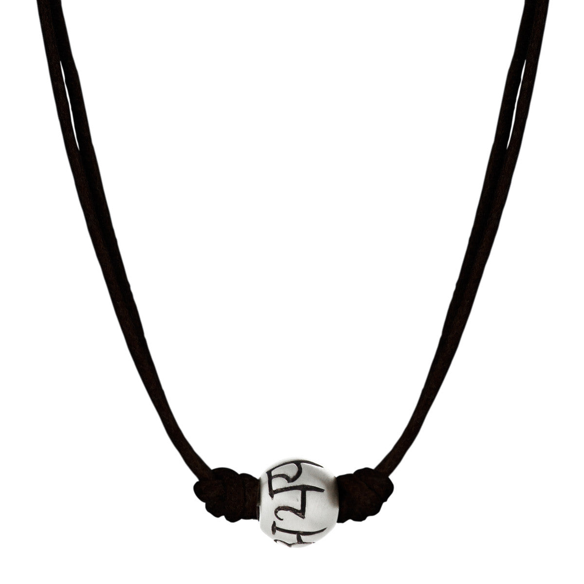 Men&#39;s Sterling Silver &#39;Fearlessness&#39; Bead Pendant on Black Cord