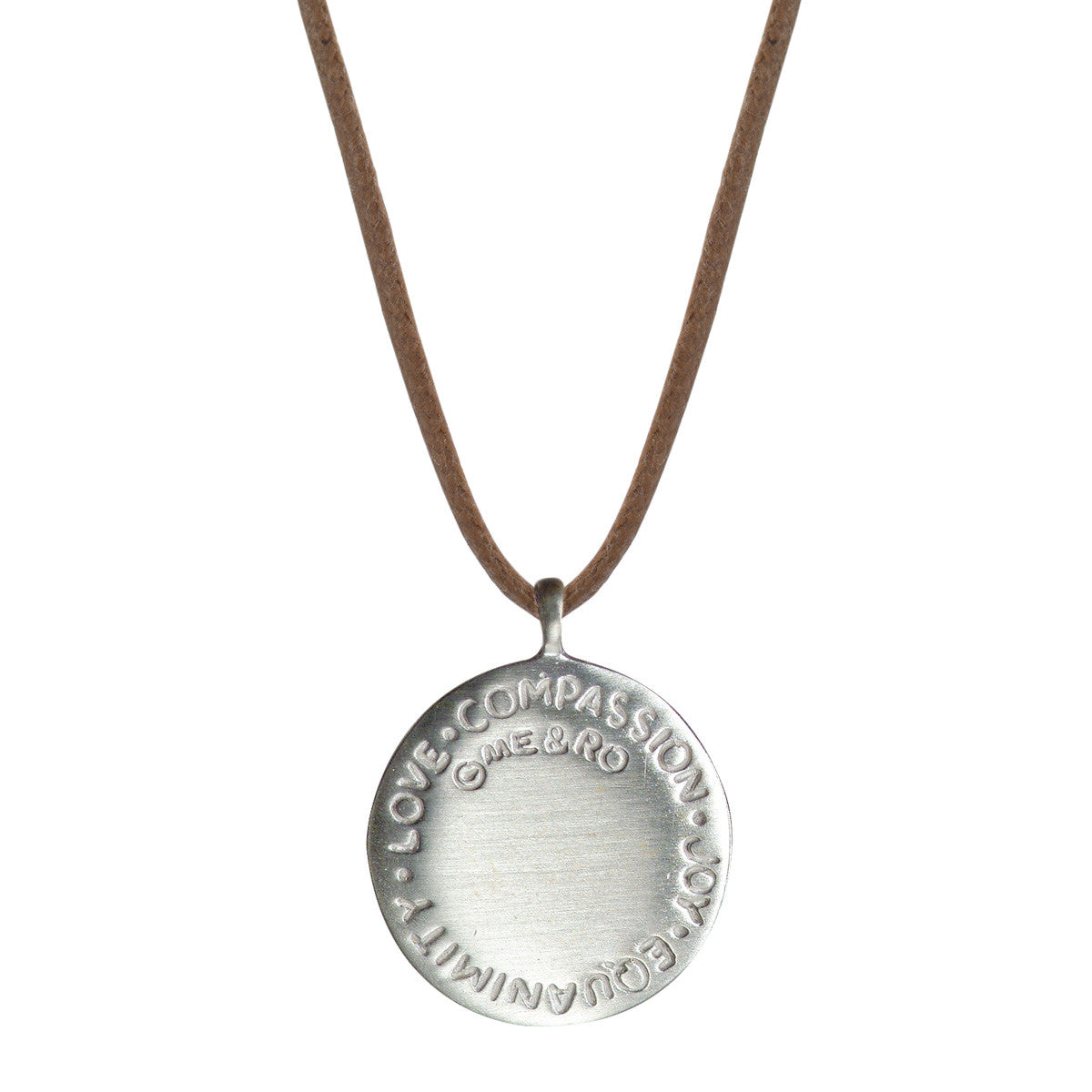 Sterling Silver Four Immeasurables Medallion Pendant on Natural Cord