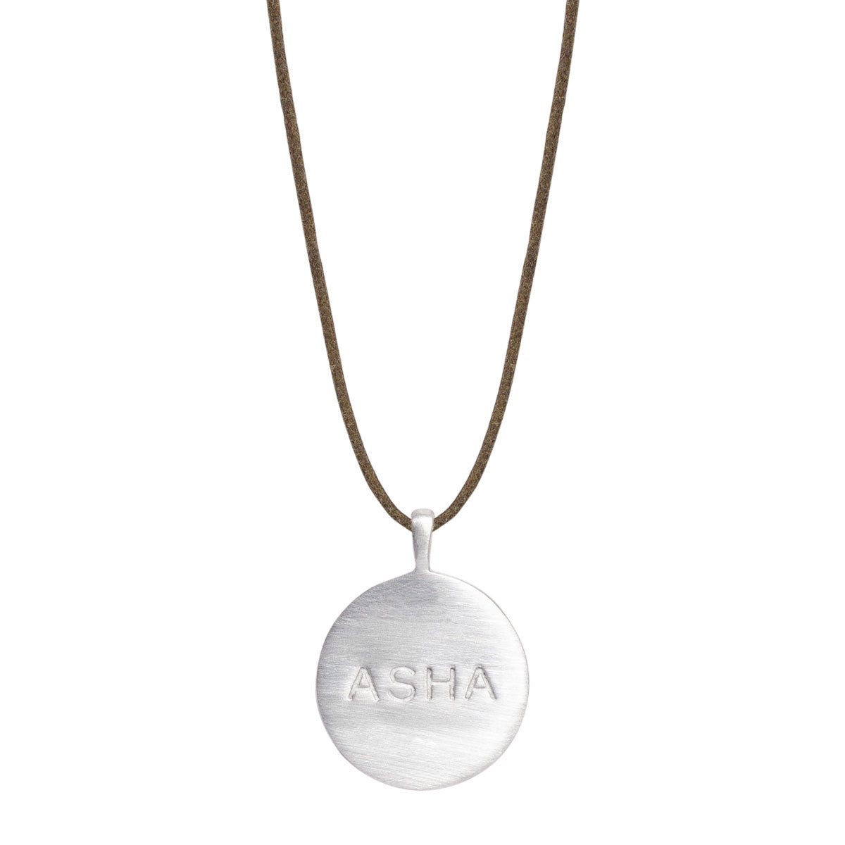 Sterling Silver Asha &#39;Hope&#39; Disc Pendant on Cord
