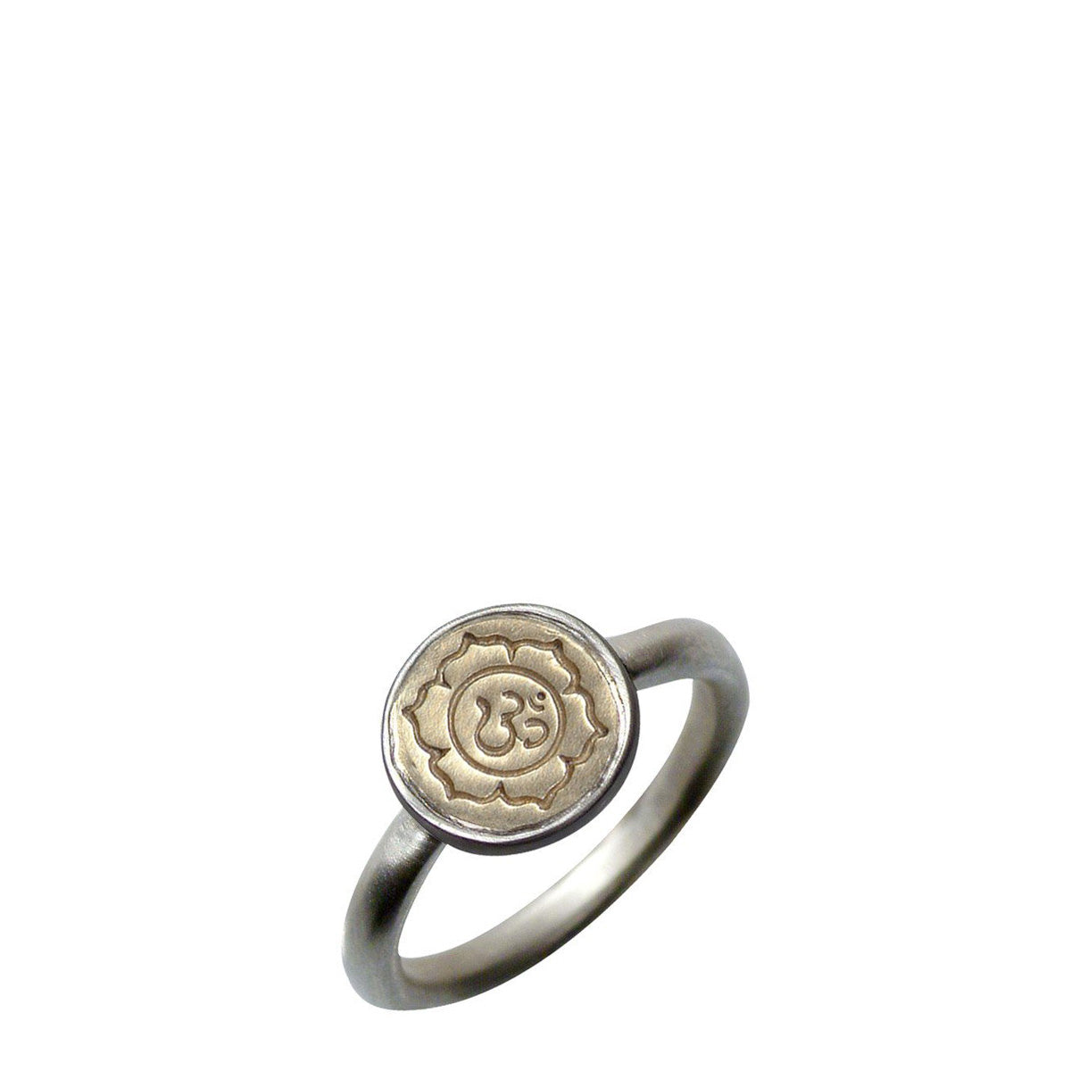 Sterling Silver &amp; 10K Gold Tiny Chakra Flower Bezel Ring