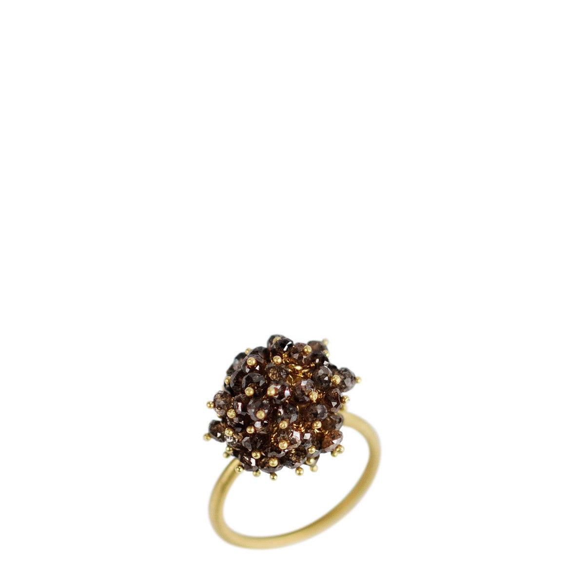 18K Gold All Brown Diamond Bead Ring