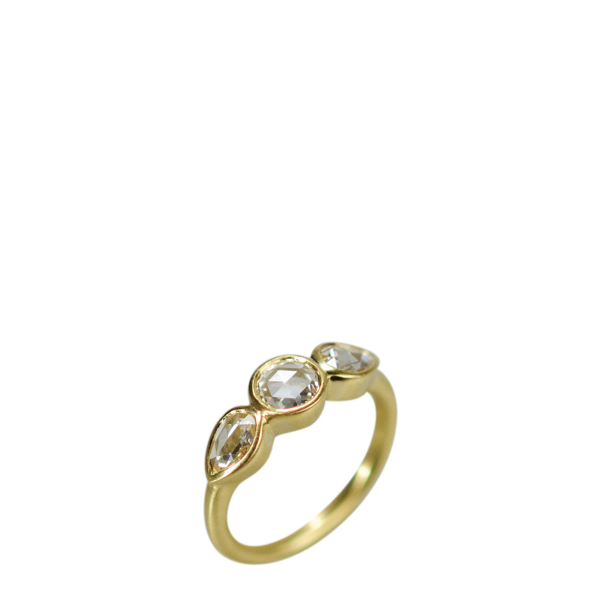 18K Gold Large Pear Shaped Rosecut Ring