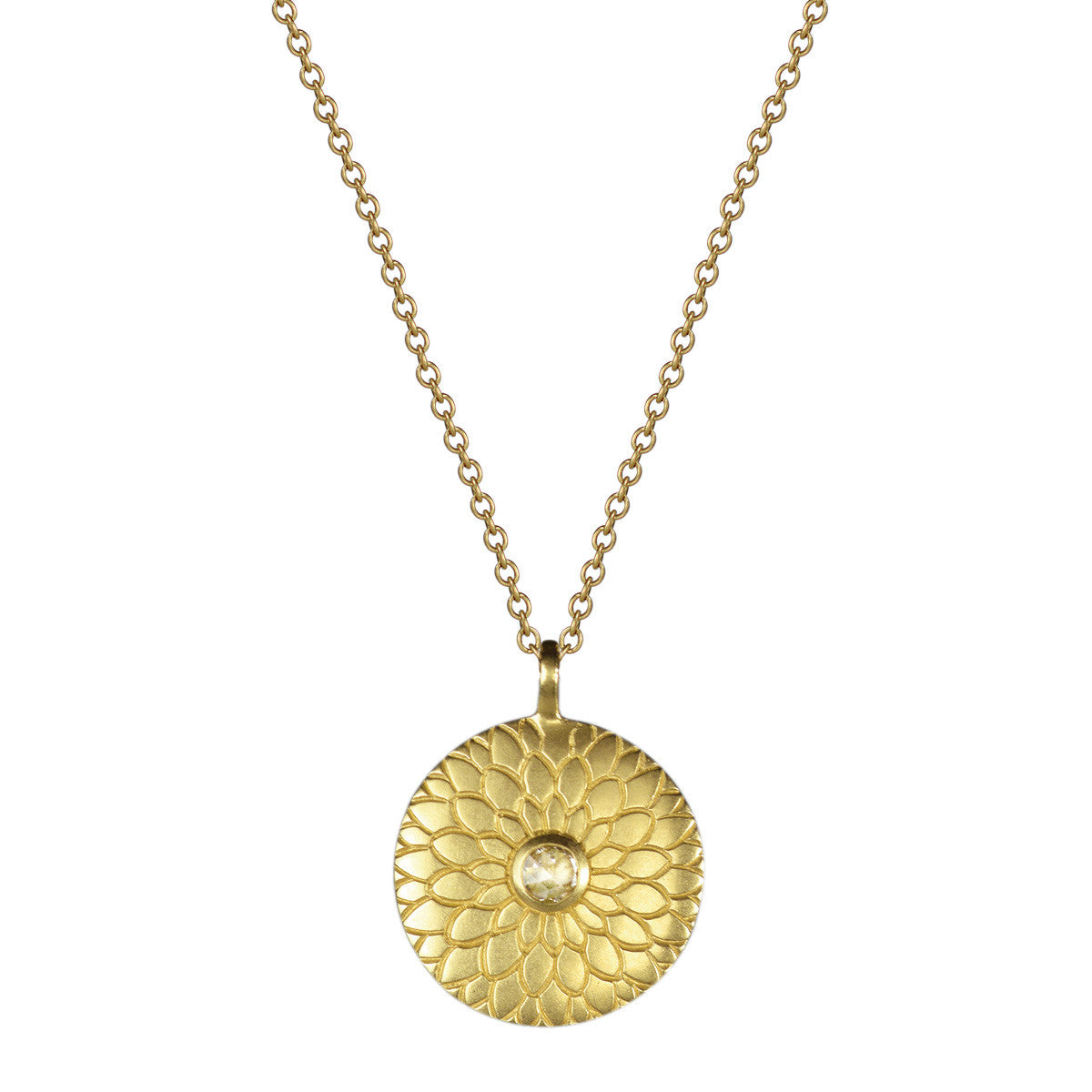 18K Gold Medium Lotus Mandala Amulet with Diamond