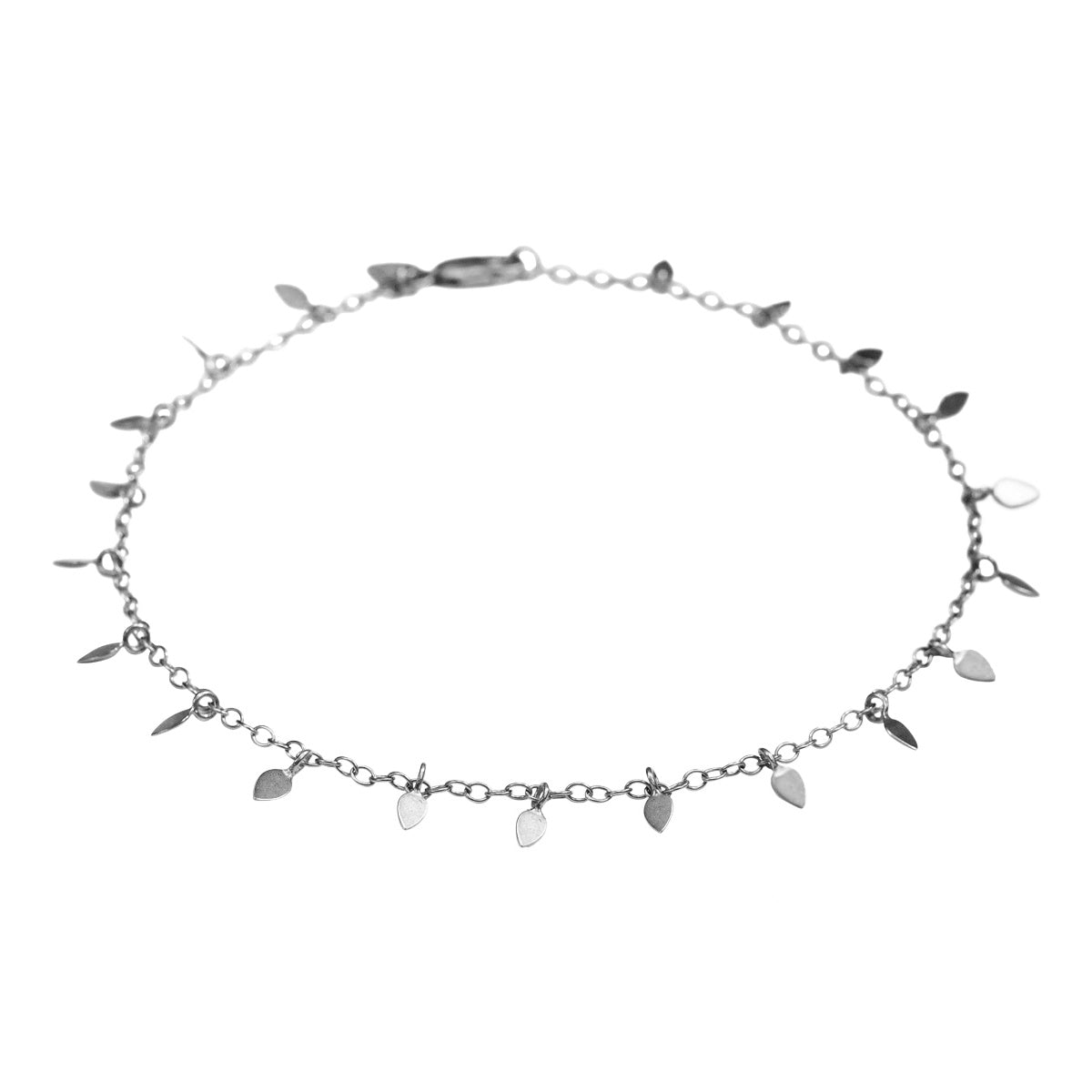 Sterling Silver Tiny Petal Anklet