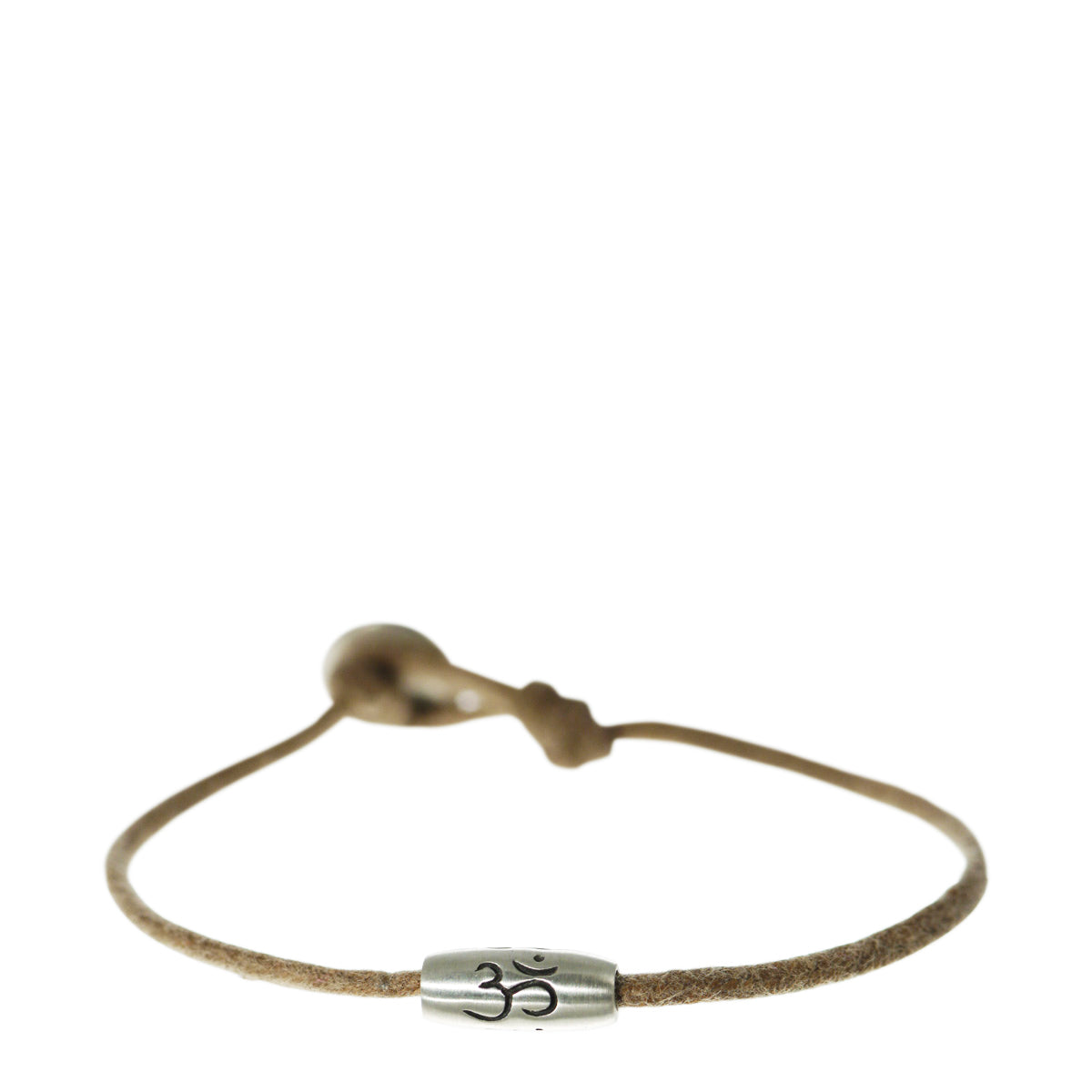 Sterling Silver Barrel Om Bead on Natural Cord