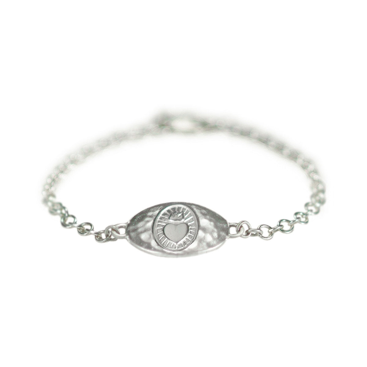 Sterling Silver Heart with Flames Bracelet