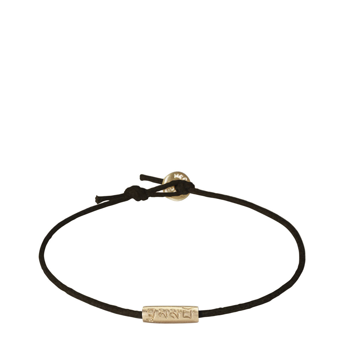 Men&#39;s 10K Gold Tibetan Love Tube Bead Bracelet on Black Cord