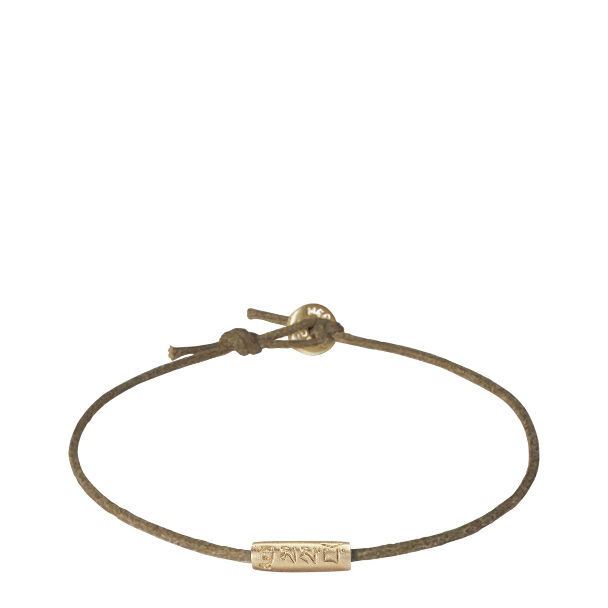 10K Gold Tibetan Love Tube Bead Bracelet on Natural Cord