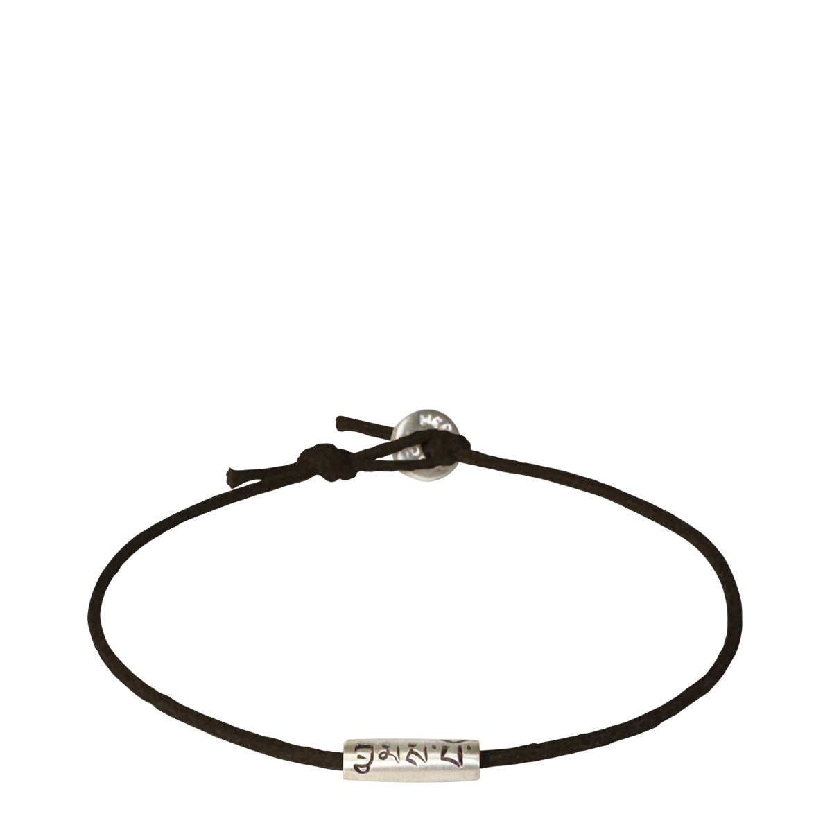 Men&#39;s Sterling Silver Tibetan Love Tube Bead Bracelet on Black Cord