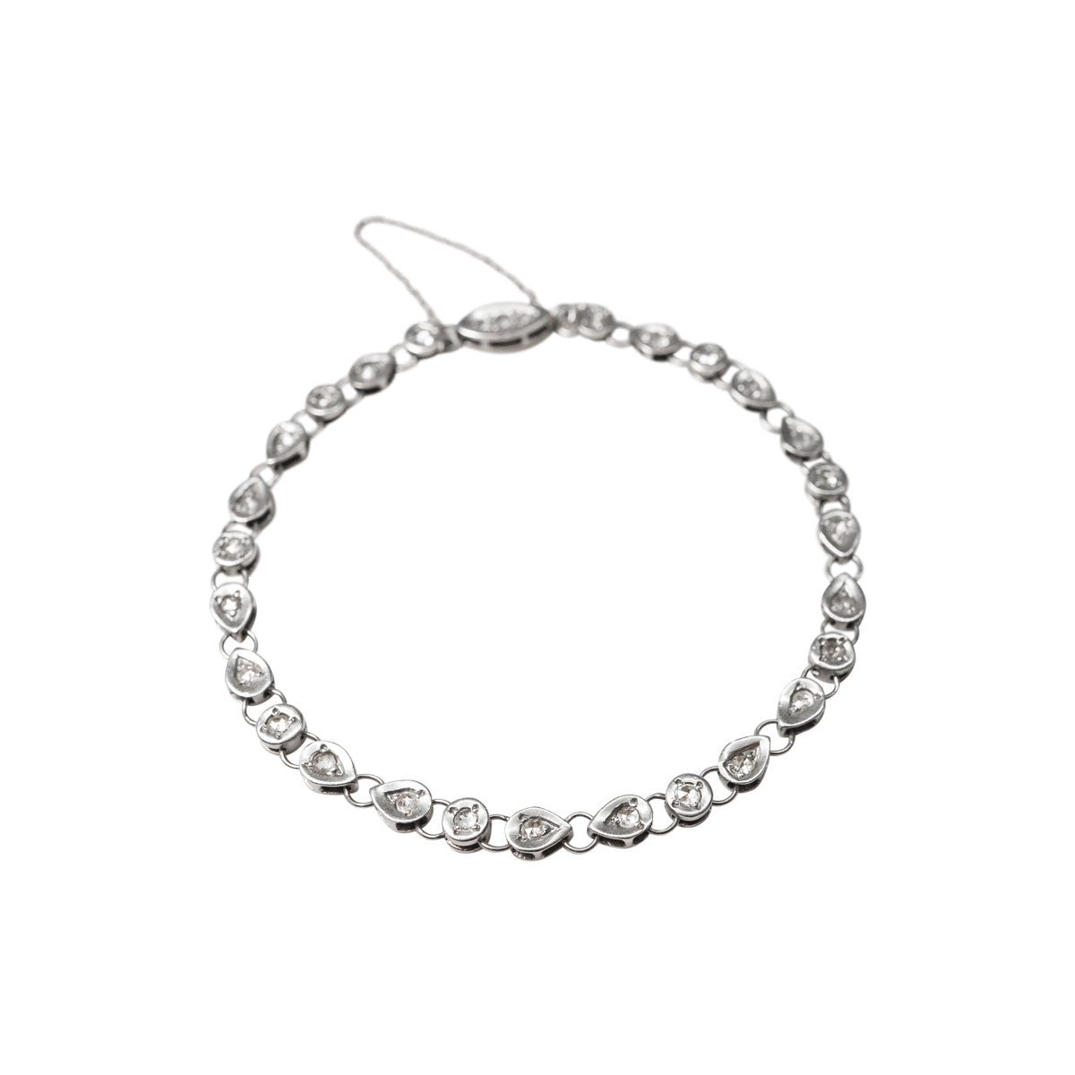 Platinum Floral Motif Natural Rose Cut Diamond Bracelet