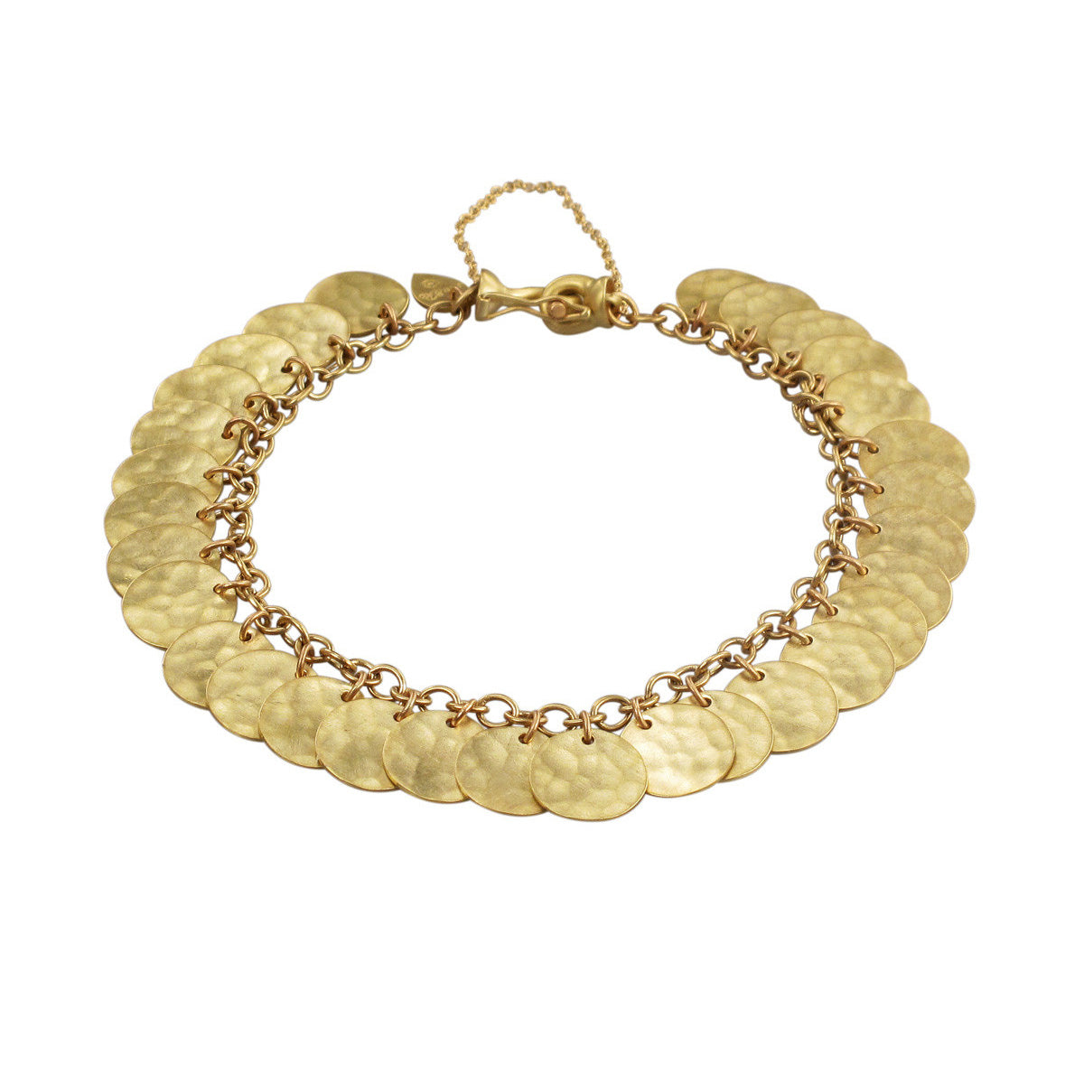 18K Gold Full Hammered Disc Bracelet