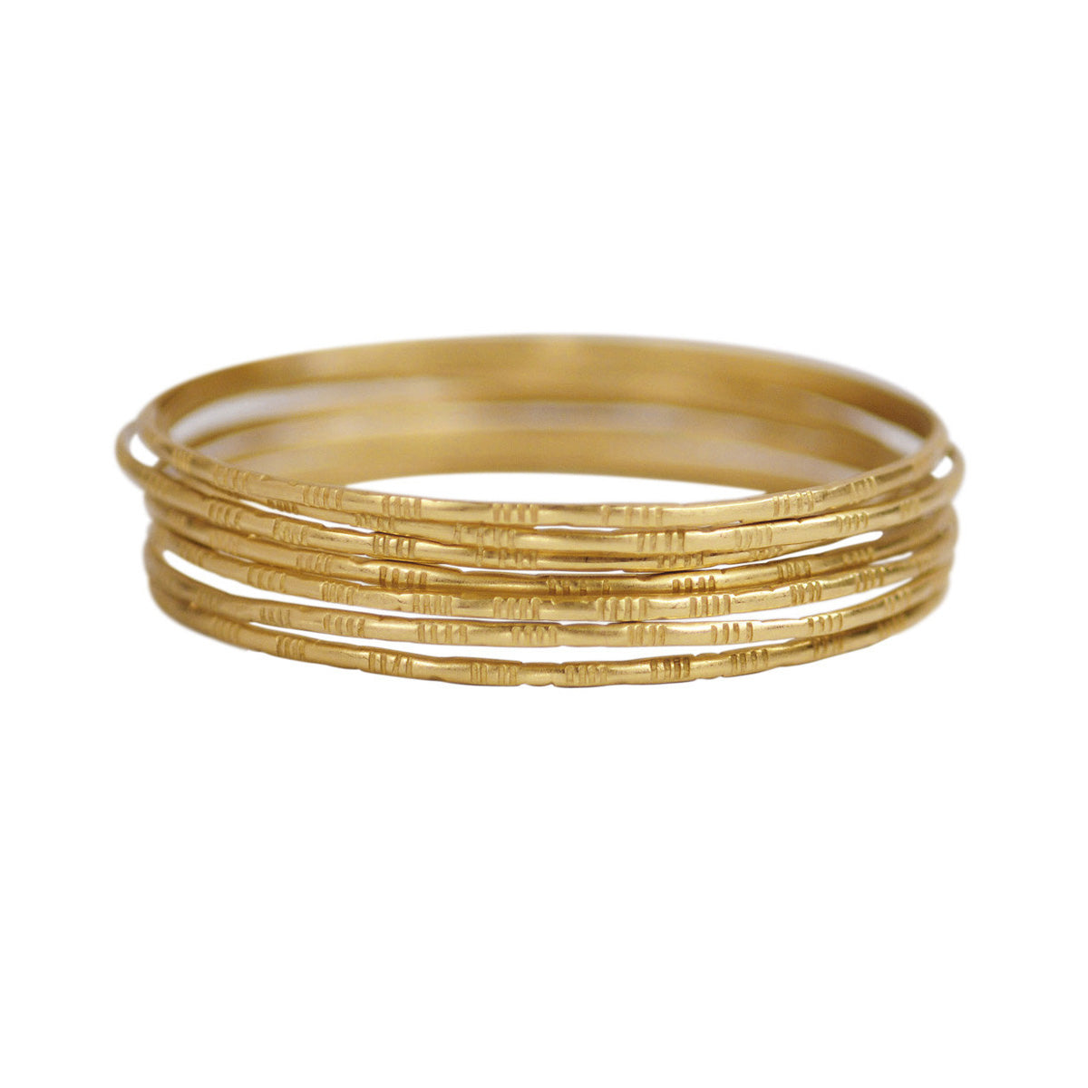 18K Gold Moroccan Bangles (Set of 7)