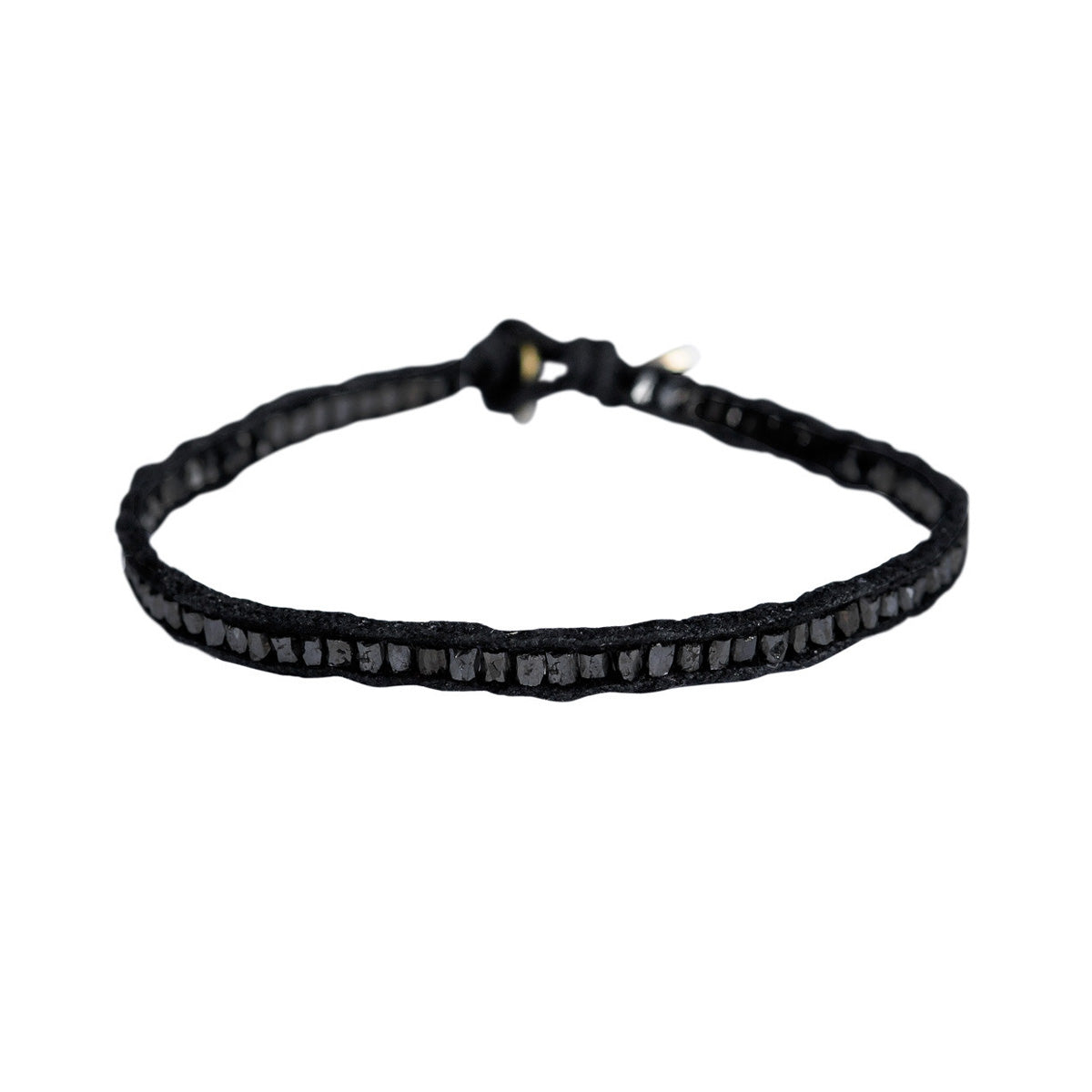 18K Gold Black Diamond Tube Bead Bracelet