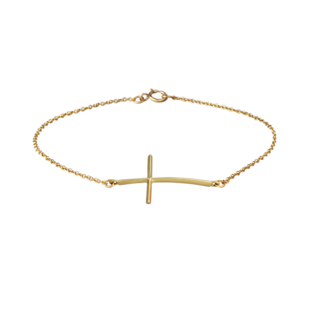 18K Gold Fine Cross Bracelet