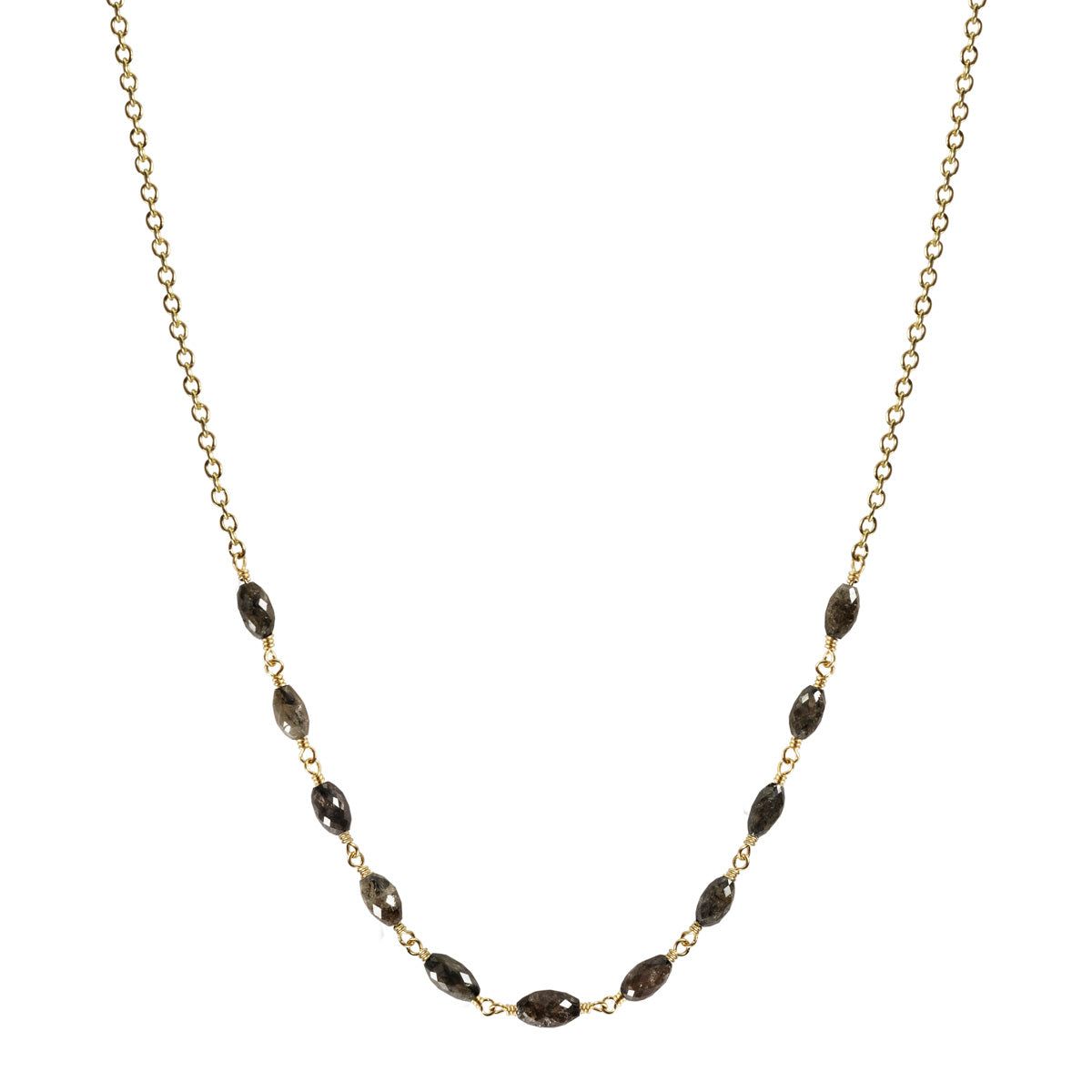 18K Gold 11 Natural Opaque Grey Diamonds on Chain