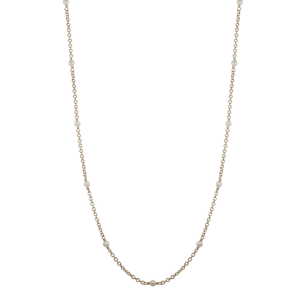 10K Gold Simple Beaded Chain with Pearl