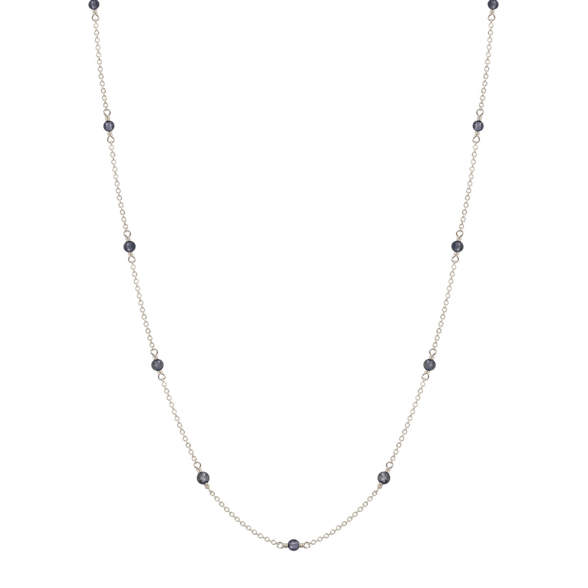 Sterling Silver Simple Beaded Chain with Iolite