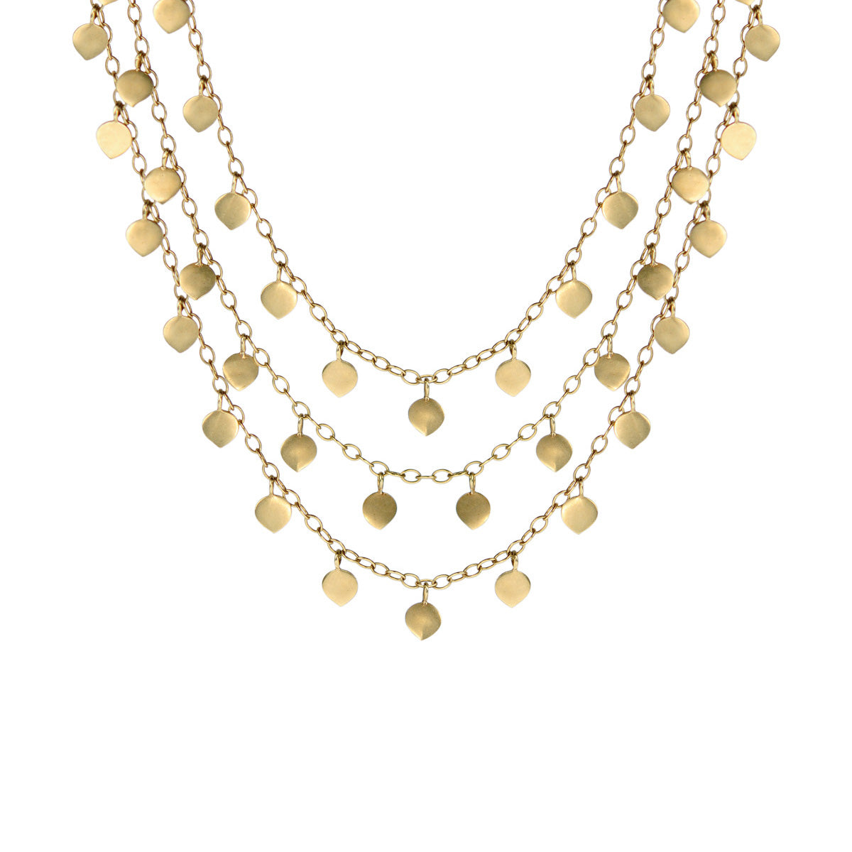 18K Gold Triple Lotus Necklace