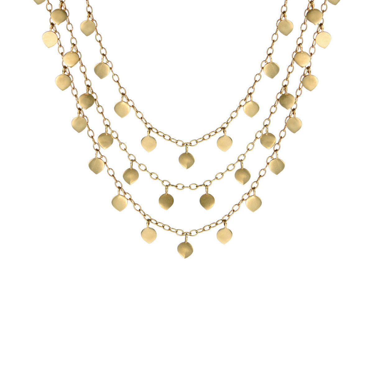 18K Gold Triple Lotus Necklace