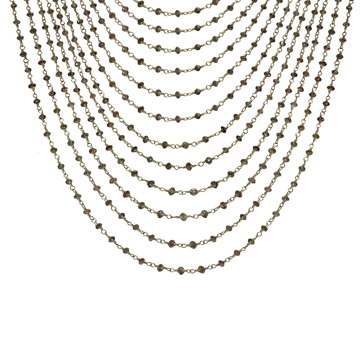 12 Strand Brown Diamond Chain in 18K Gold