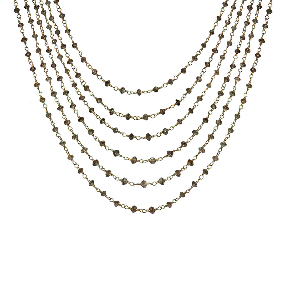 6 Strand Brown Diamond Chain in 18K Gold