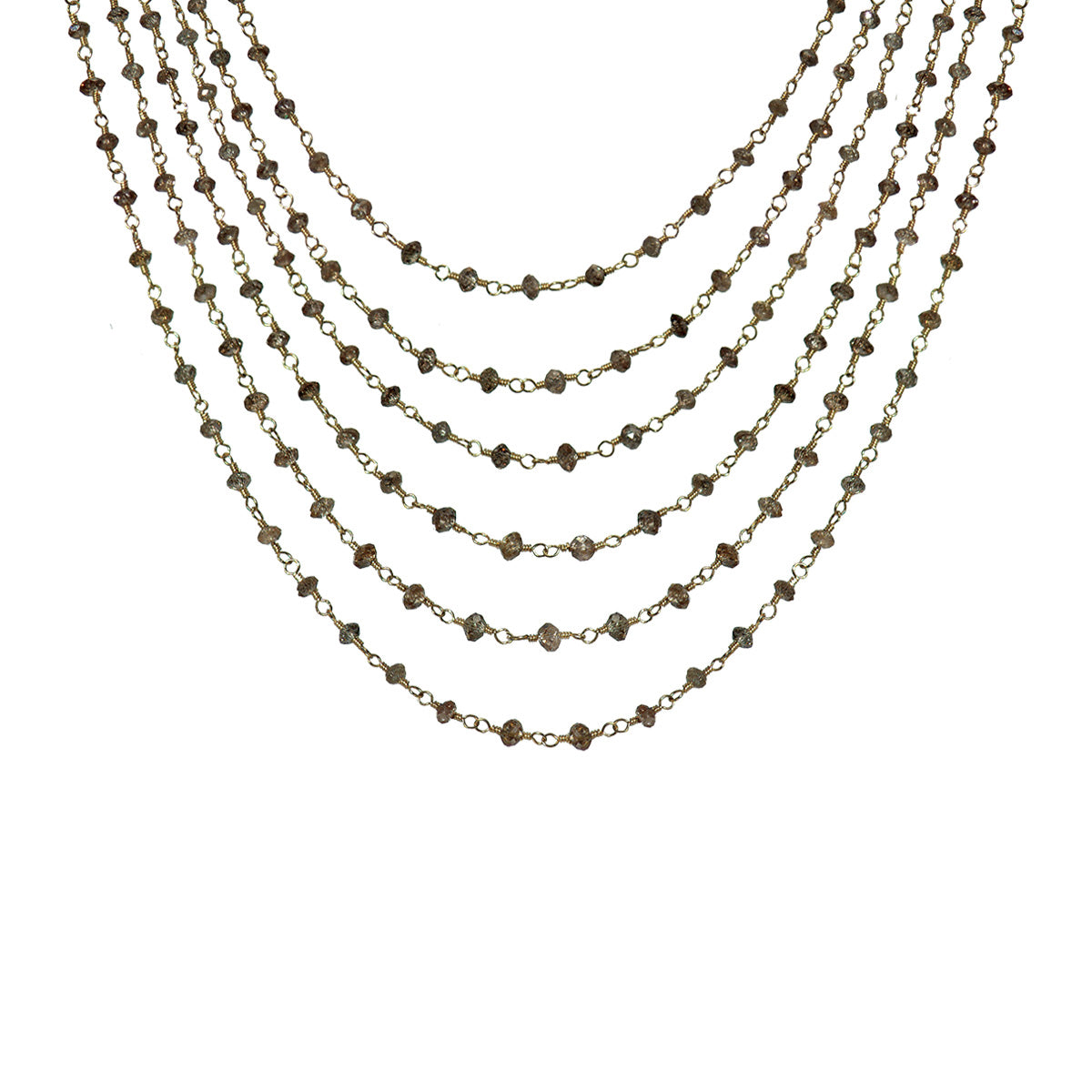 6 Strand Brown Diamond Chain in 18K Gold