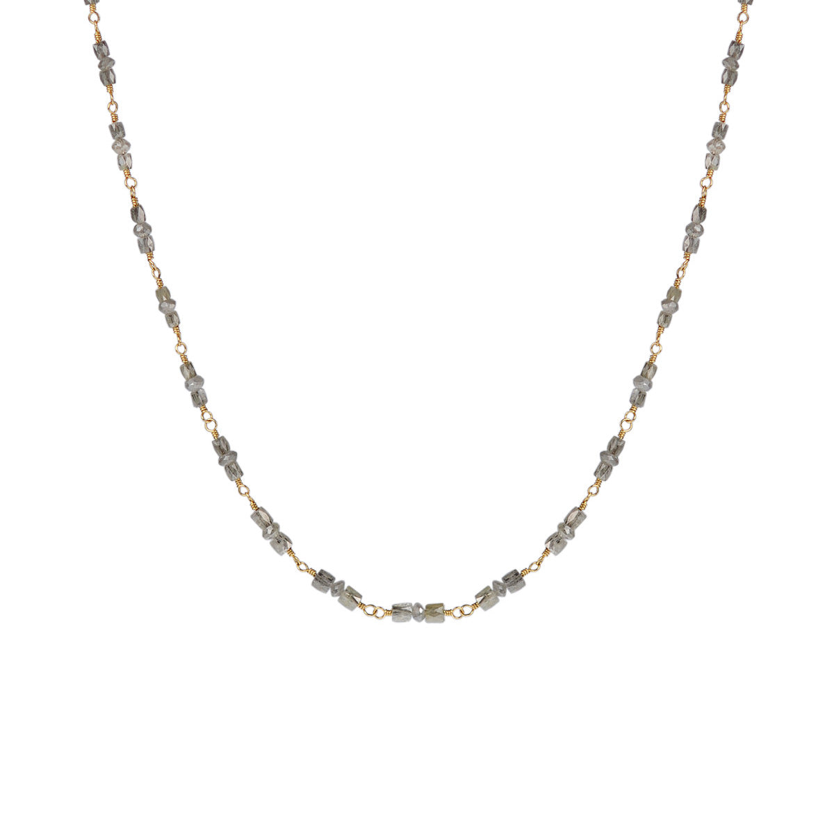 18K Gold Full Grey Diamond Station Chain